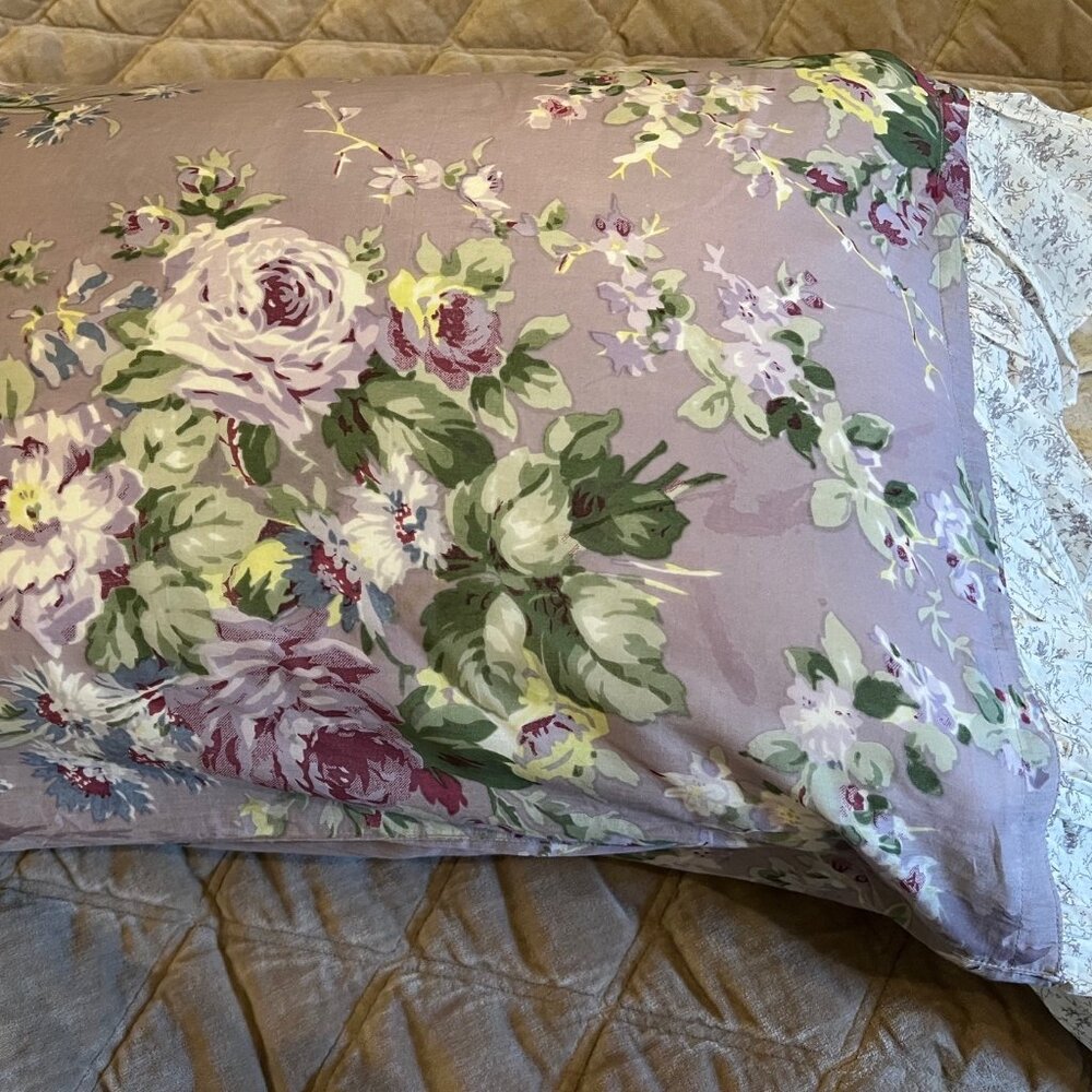 April Cornell purple floral pillowcase